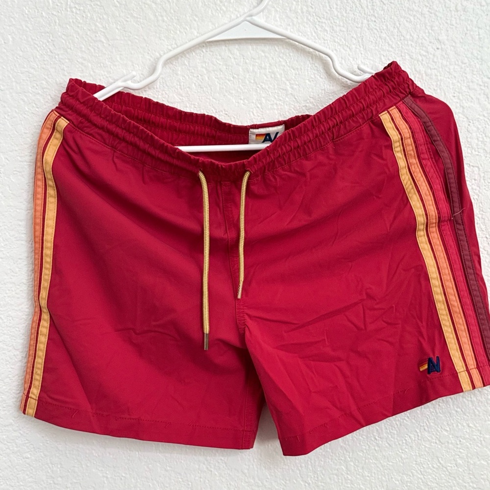 Aviator Nation Kids Crimson Shorts with Yellow Stripes
